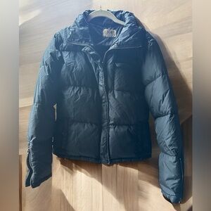 Juicy Couture Black Puffer Jacket with Quilted Design and Stand-Up Collar